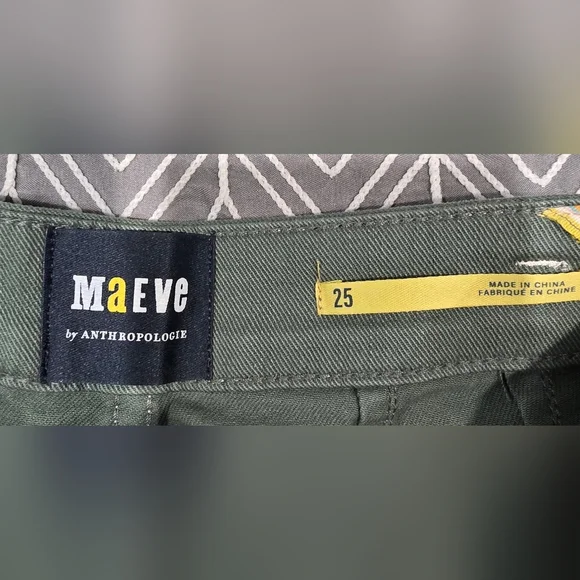 Maeve Stitched Olive Green High Rise Wide Leg Jeans Size 25 - Picture 6 of 10